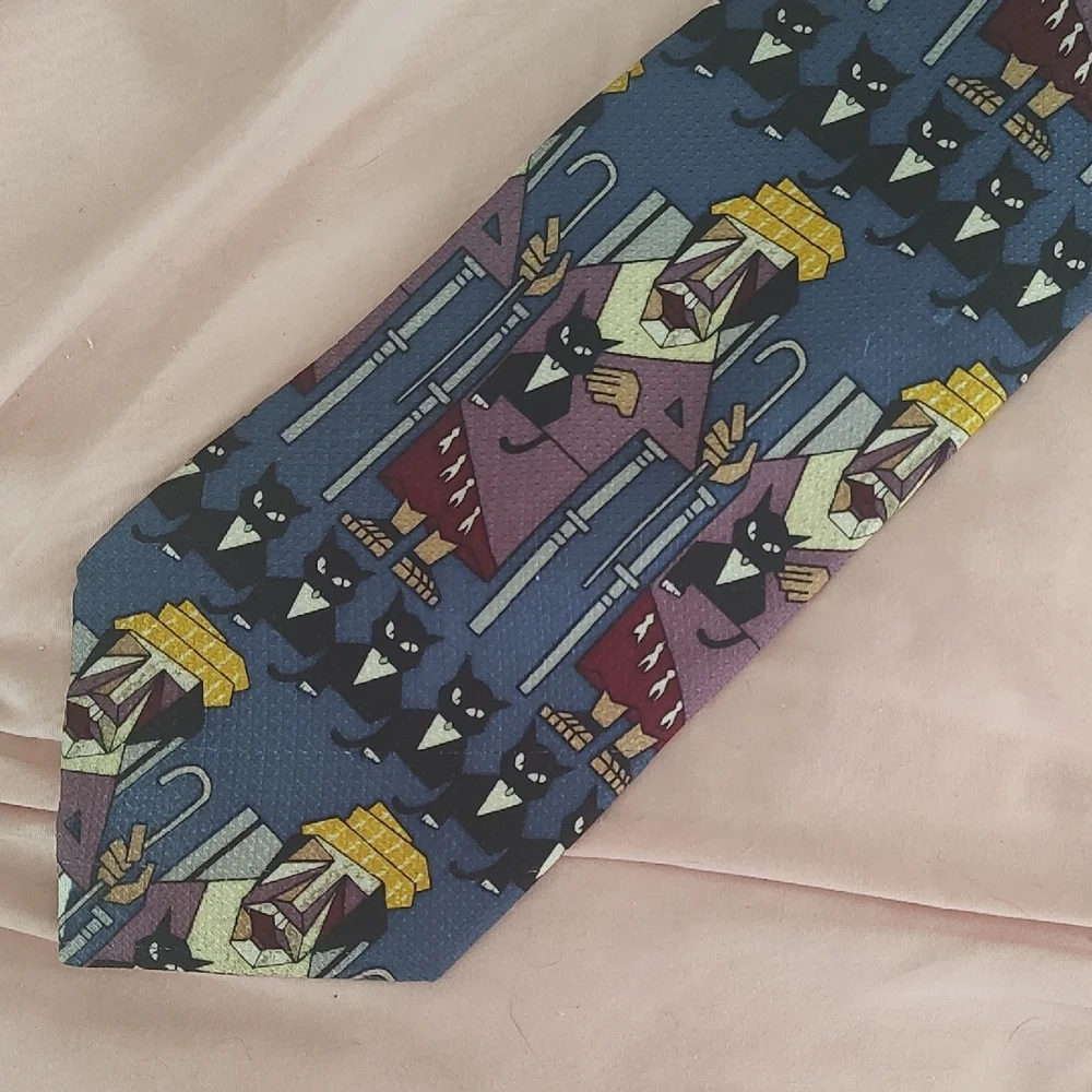 James Vann Tuxedo Cat Silk Tie 4